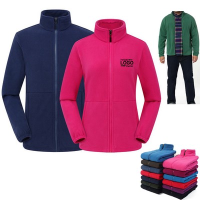 Unisex Full Zip Soft Polar Fleece Coat