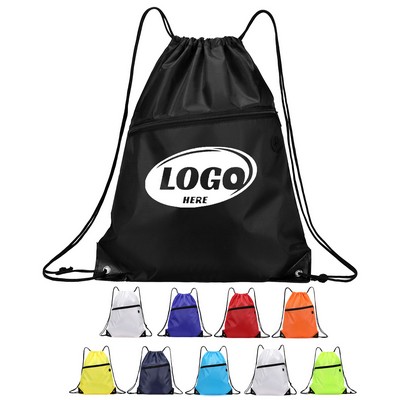 Drawstring Backpack with Zipper