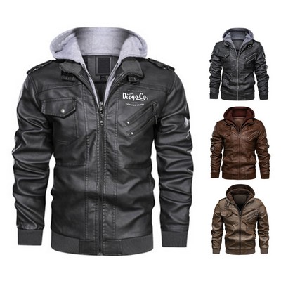 Men Leather Motorcycle Jacket