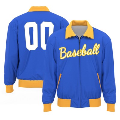 Custom Men's Full-Zip Varsity Jacket With Fold-Down Collar