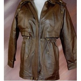 High Quality Soft Nappa Leather Jacket 3/4 Length with Flap