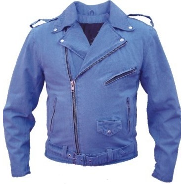 Light Blue Men's Classic Denim Motorcycle Jacket