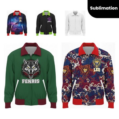 Dye Sublimated Men's Fold Down Collar Varsity Jacket