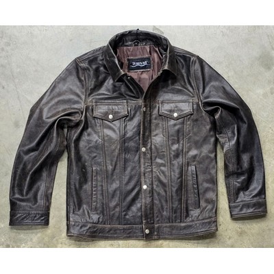 Mens Lamb Distressed Brown Trucker