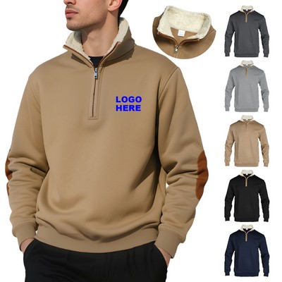Custom Winter Casual Sweatshirt Men's Quarter-Zip Fleece Pullover Hoodies