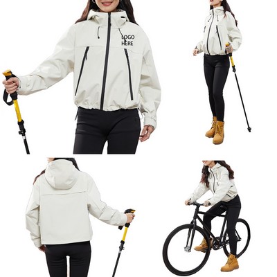 Women's Waterproof Rain Jacket Lightweight Windbreaker Hooded Hiking Coat