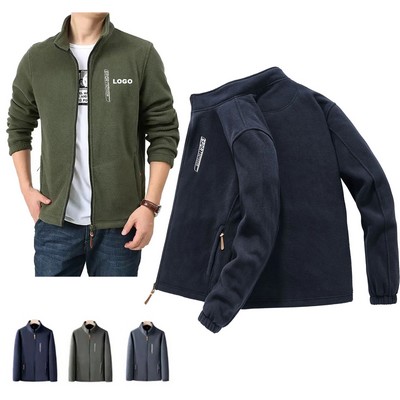 Promotional Breathable Jacket Outdoor Men's Zipper Fleece Jacket with Pockets